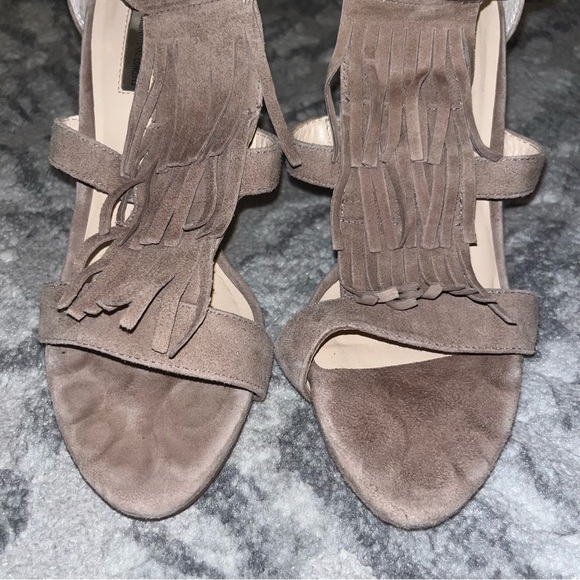 INC Sayge Beige Suede Fringe Heels - Picture 5 of 9